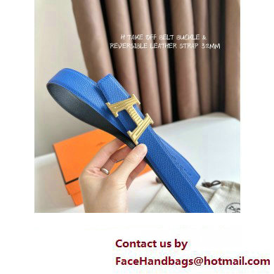 Hermes H Take Off belt buckle  &  Reversible leather strap 32 mm 13 2023